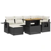 Image de vidaXL Ensemble de salon de jardin 7 pièces avec coussins noir poly rotin
