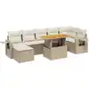Image de vidaXL Ensemble de jardin canapé 8 pièces avec coussins Beige Poly Rattan