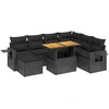 Image de vidaXL Ensemble de jardin canapé 8 pièces avec coussins noir poly rotin