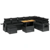 Image de vidaXL Ensemble de salon de jardin 9 pièces avec coussins noir poly rotin