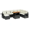 Image de vidaXL Ensemble de salon de jardin 9 pièces avec coussins noir poly rotin