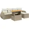 Image de vidaXL Ensemble de salon de jardin 6 pièces avec coussins Beige Poly Rattan