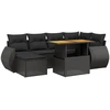 Image de vidaXL Ensemble de salon de jardin 7 pièces avec coussins noir poly rotin