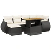 Image de vidaXL Ensemble de salon de jardin 7 pièces avec coussins noir poly rotin