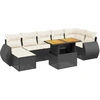 Image de vidaXL Ensemble de jardin canapé 8 pièces avec coussins noir poly rotin