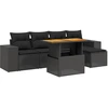 Image de vidaXL Ensemble de salon de jardin 6 pièces avec coussins noir poly rotin