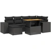 Image de vidaXL Ensemble de salon de jardin 7 pièces avec coussins noir poly rotin