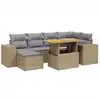 Image de vidaXL Ensemble de salon de jardin 7 pièces avec coussins Beige Poly Rattan