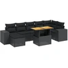 Image de vidaXL Ensemble de jardin canapé 8 pièces avec coussins noir poly rotin