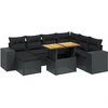 Image de vidaXL Ensemble de jardin canapé 8 pièces avec coussins noir poly rotin
