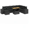 Image de vidaXL Ensemble de salon de jardin 9 pièces avec coussins noir poly rotin