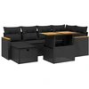 Image de vidaXL Ensemble de salon de jardin 7 pièces avec coussins noir poly rotin