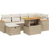 Image de vidaXL Ensemble de salon de jardin 7 pièces avec coussins Beige Poly Rattan