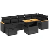 Image de vidaXL Ensemble de jardin canapé 8 pièces avec coussins noir poly rotin