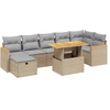 Image de vidaXL Ensemble de jardin canapé 8 pièces avec coussins Beige Poly Rattan