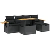 Image de vidaXL Ensemble de salon de jardin 6 pièces avec coussins noir poly rotin