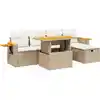 Image de vidaXL Ensemble de salon de jardin 6 pièces avec coussins Beige Poly Rattan