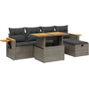 Image de vidaXL Ensemble de salon de jardin 6 pièces avec coussins Gris Poly rotin