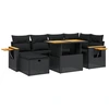 Image de vidaXL Ensemble de salon de jardin 7 pièces avec coussins noir poly rotin