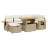 Image de vidaXL Ensemble de salon de jardin 7 pièces avec coussins Beige Poly Rattan