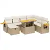 Image de vidaXL Ensemble de jardin canapé 8 pièces avec coussins Beige Poly Rattan
