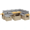 Image de vidaXL Ensemble de jardin canapé 8 pièces avec coussins Beige Poly Rattan