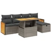 Image de vidaXL Ensemble de salon de jardin 6 pièces avec coussins Gris Poly rotin