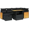 Image de vidaXL Ensemble de salon de jardin 7 pièces avec coussins noir poly rotin