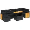 Image de vidaXL Ensemble de jardin canapé 8 pièces avec coussins noir poly rotin
