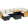 Image de vidaXL Ensemble de jardin canapé 8 pièces avec coussins noir poly rotin
