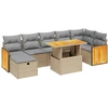 Image de vidaXL Ensemble de jardin canapé 8 pièces avec coussins Beige Poly Rattan