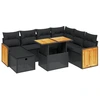 Image de vidaXL Ensemble de jardin canapé 8 pièces avec coussins noir poly rotin