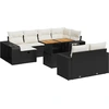 Image de vidaXL Ensemble de salon de jardin 11 pièces avec coussins noir poly rotin