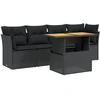 Image de vidaXL Ensemble de salon de jardin 5 pièces avec coussins noir poly rotin