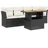 Image de vidaXL Ensemble de salon de jardin 5 pièces avec coussins noir poly rotin