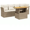 Image de vidaXL Ensemble de salon de jardin 5 pièces avec coussins Beige Poly Rattan