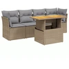 Image de vidaXL Ensemble de salon de jardin 5 pièces avec coussins Beige Poly Rattan