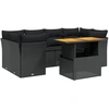 Image de vidaXL Ensemble de salon de jardin 7 pièces avec coussins noir poly rotin