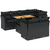 Image de vidaXL Ensemble de jardin canapé 8 pièces avec coussins noir poly rotin