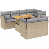 Image de vidaXL Ensemble de jardin canapé 8 pièces avec coussins Beige Poly Rattan