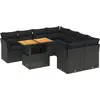 Image de vidaXL Ensemble de salon de jardin 9 pièces avec coussins noir poly rotin