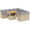 Image de vidaXL Ensemble de salon de jardin 9 pièces avec coussins beige Poly rotin