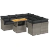 Image de vidaXL Ensemble de salon de jardin 9 pièces avec coussins Gris Poly rotin