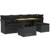 Image de vidaXL Ensemble de salon de jardin 6 pièces avec coussins noir poly rotin