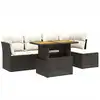 Image de vidaXL Ensemble de salon de jardin 6 pièces avec coussins noir poly rotin