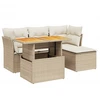 Image de vidaXL Ensemble de salon de jardin 6 pièces avec coussins Beige Poly Rattan