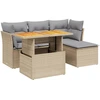 Image de vidaXL Ensemble de salon de jardin 6 pièces avec coussins Beige Poly Rattan