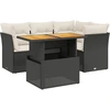 Image de vidaXL Ensemble de salon de jardin 5 pièces avec coussins noir poly rotin