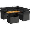 Image de ensemble de 5 canapés de jardin avec coussins Noir Poly Rattan