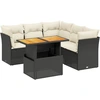 Image de vidaXL Ensemble de salon de jardin 5 pièces avec coussins noir poly rotin
